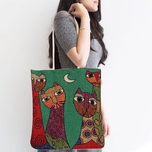 Gobelin Tapestry Shoulder Bag|Cute Cats Tapestry